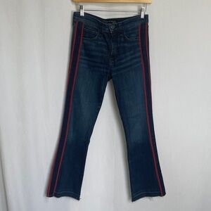 Veronica Beard Carolyn Baby Boot High Rise Side Stripe Crop Jeans Size 25 0 Dark